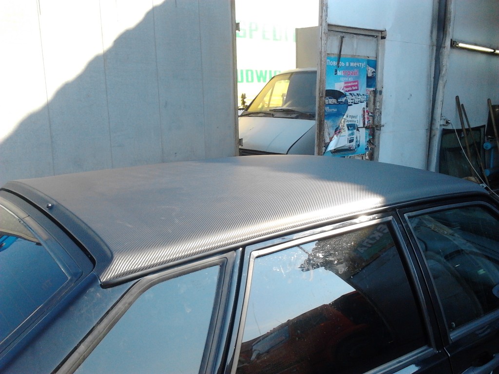 ВАЗ 2114 оклейка пленкой под карбон 3d капот, крыша, багажник, спойлер, зеркала